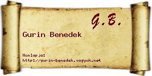 Gurin Benedek névjegykártya